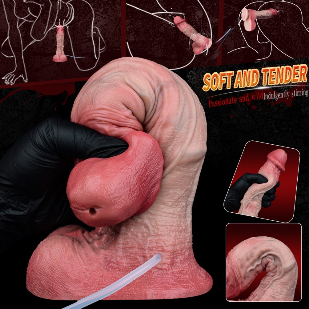 Fantasy Squirt Simulated Silicone Dildo - Suction Cup Attached for Insertion Masturbation Toy