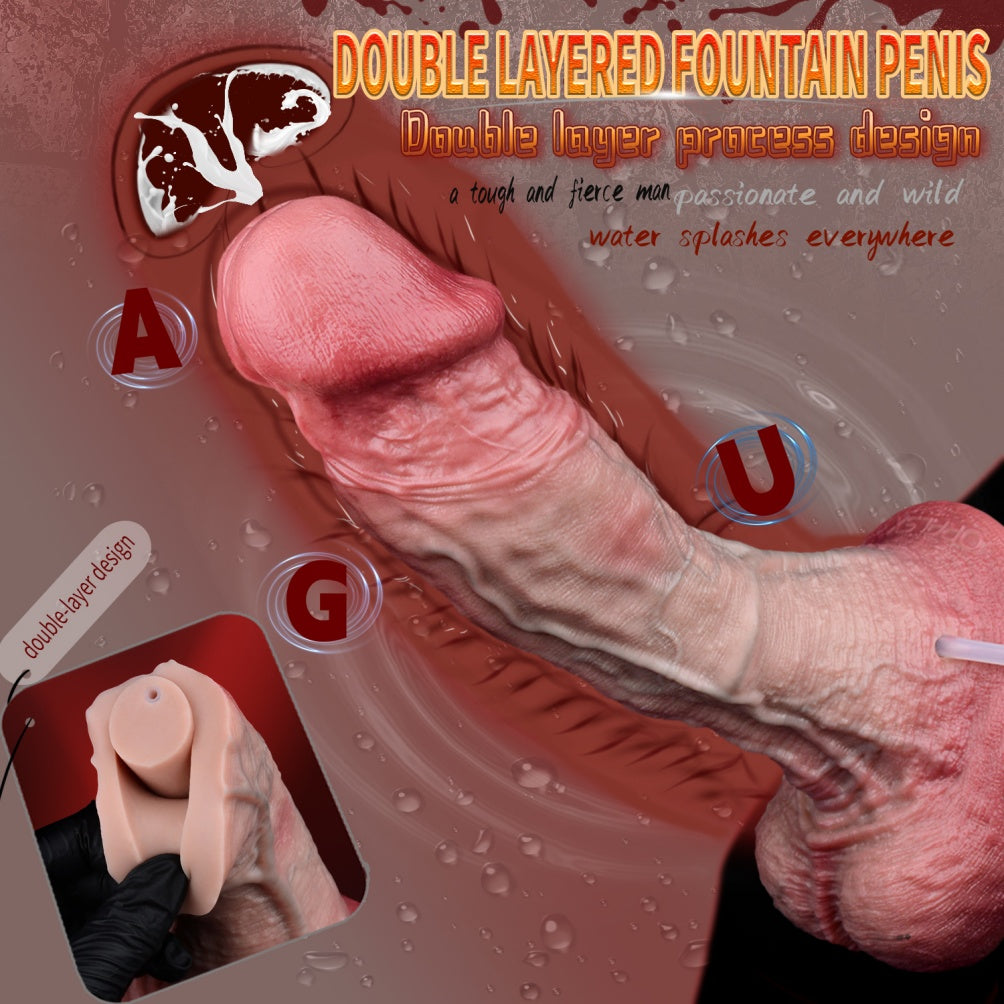 Fantasy Squirt Simulated Silicone Dildo - Suction Cup Attached for Insertion Masturbation Toy