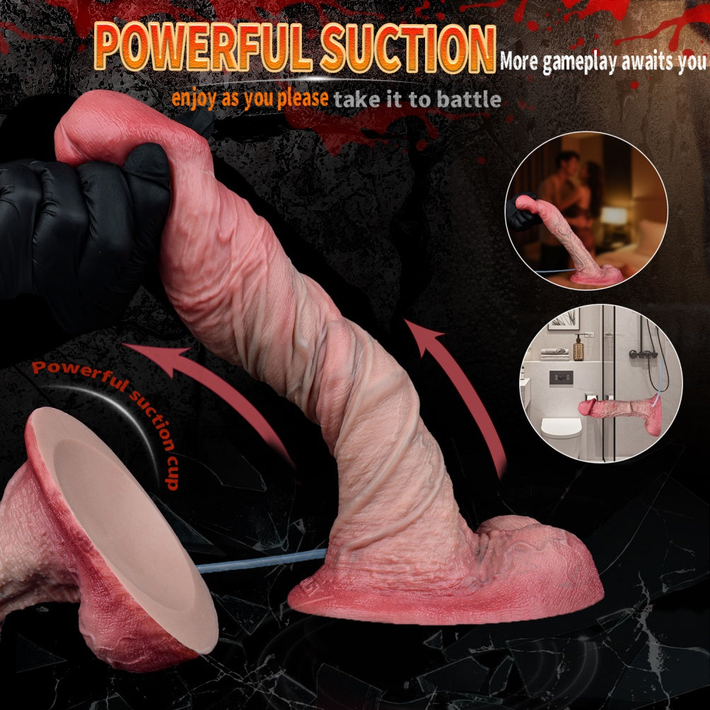 Fantasy Squirt Simulated Silicone Dildo - Suction Cup Attached for Insertion Masturbation Toy
