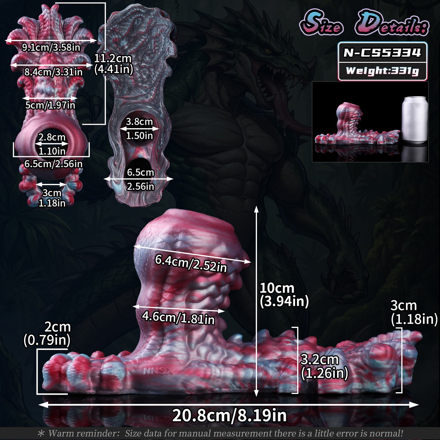 Anneau pénien et gode extraterrestre fantaisie — Extenseur pénien 2-en-1 en silicone platine pour couples
