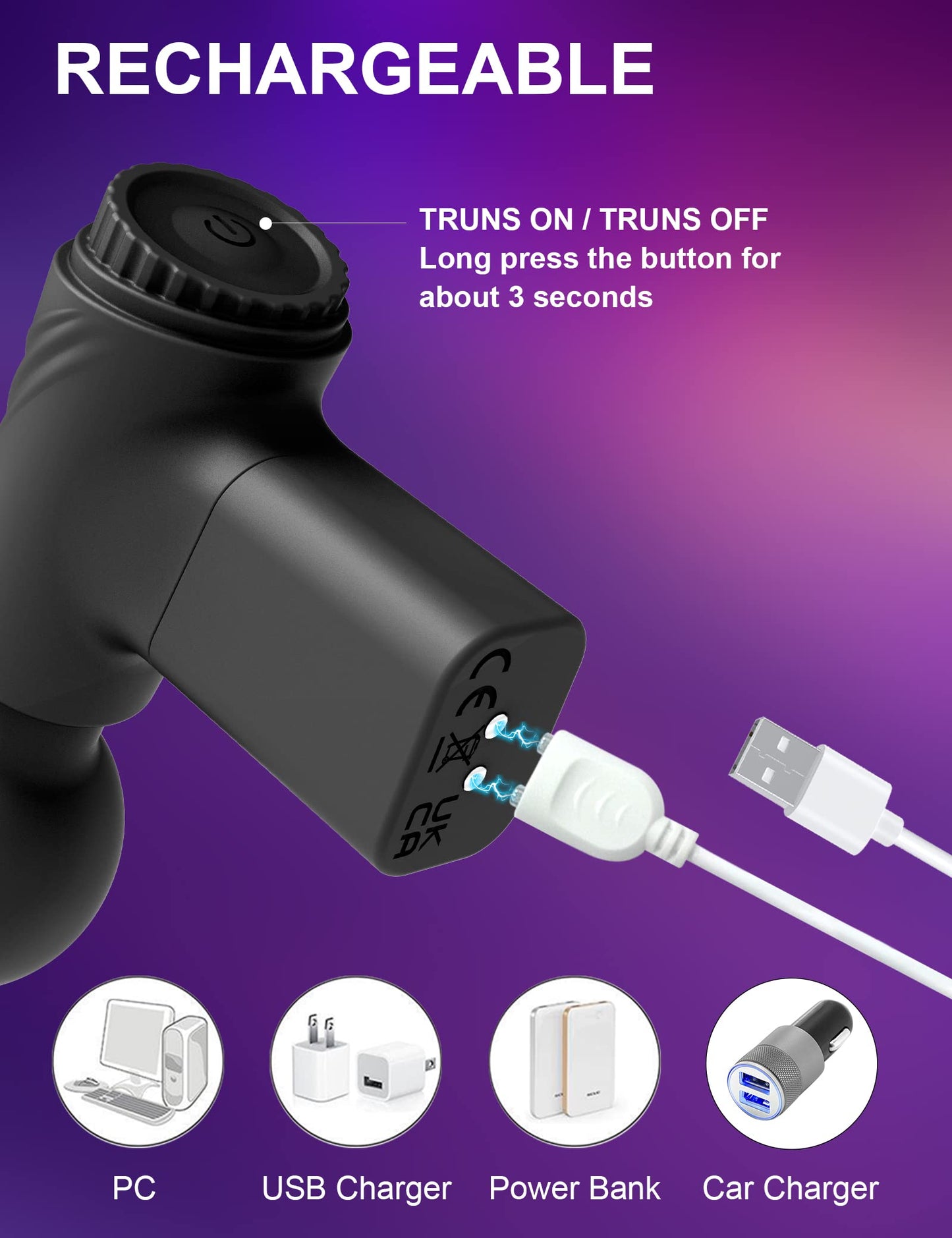 Pistolet de Massage Vibromasseur Baguette Magique - Jouet sexuel puissant de stimulateur de clitoris de mamelon de poche pour les femmes
