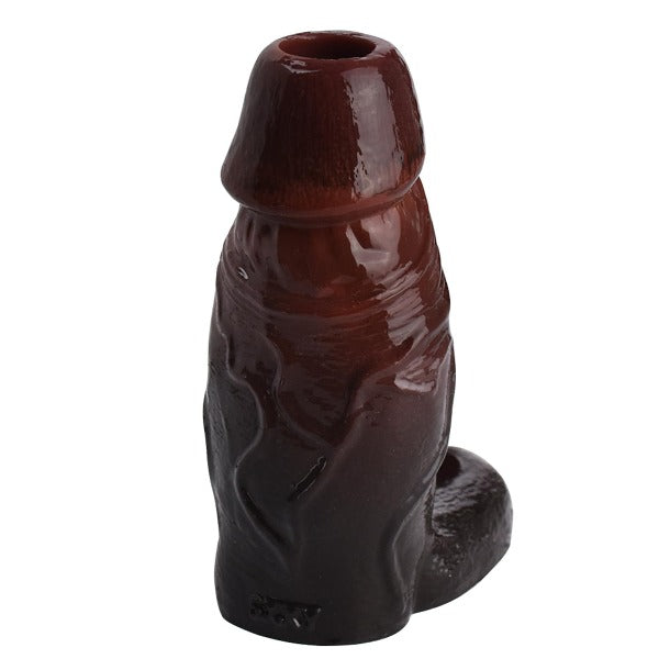 Manchon de pénis noir pour homme - Gaine pénienne en ébène avec anneau pénien et agrandisseur de circonférence