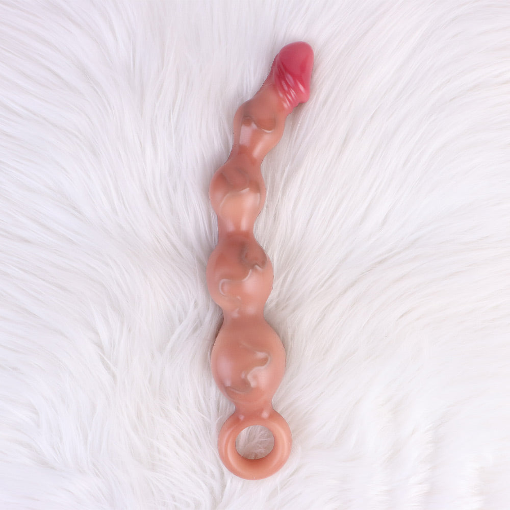 Anal Balls Vibrating Prostate Massager - Finger Ring 5 Anal Beads Sex Toys for Women Men