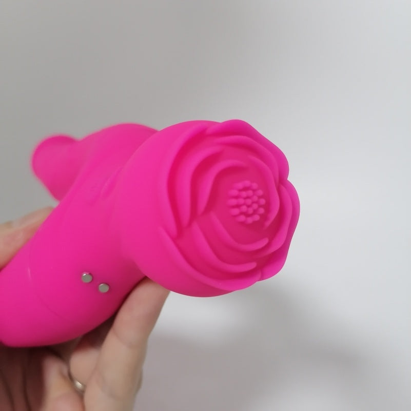 Rose Suction Vibrating Dual-Ended Double Dildo - Lesbian Exclusive Interchangeable BDSM Toys