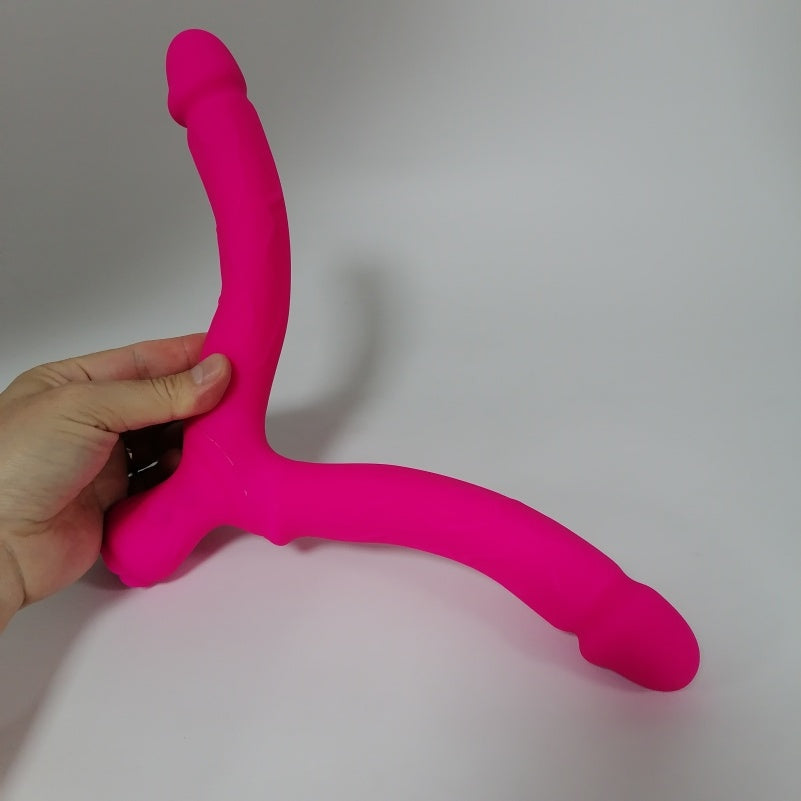 Rose Suction Vibrating Dual-Ended Double Dildo - Lesbian Exclusive Interchangeable BDSM Toys