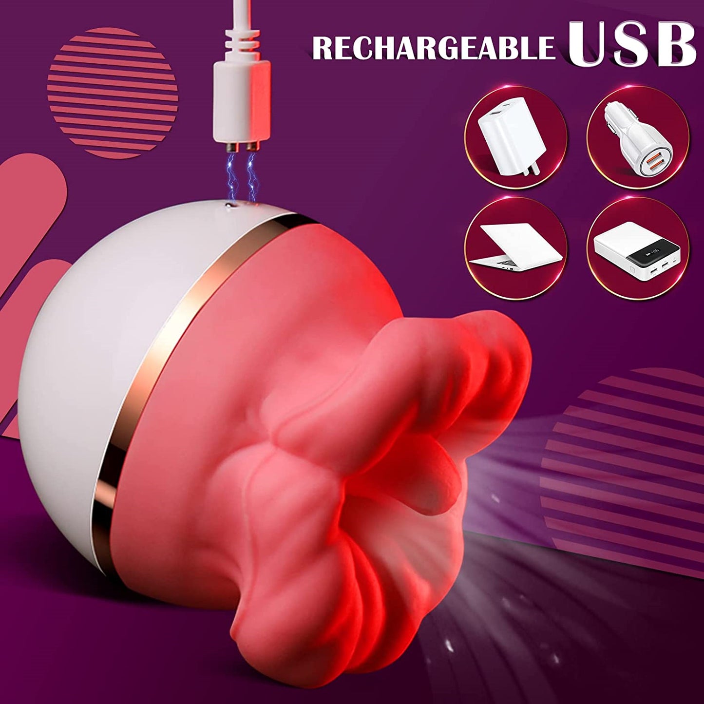 Clit Nipple Clamp Vibrator - Big Oral Sucking Licking Rose Sex Toys for Women