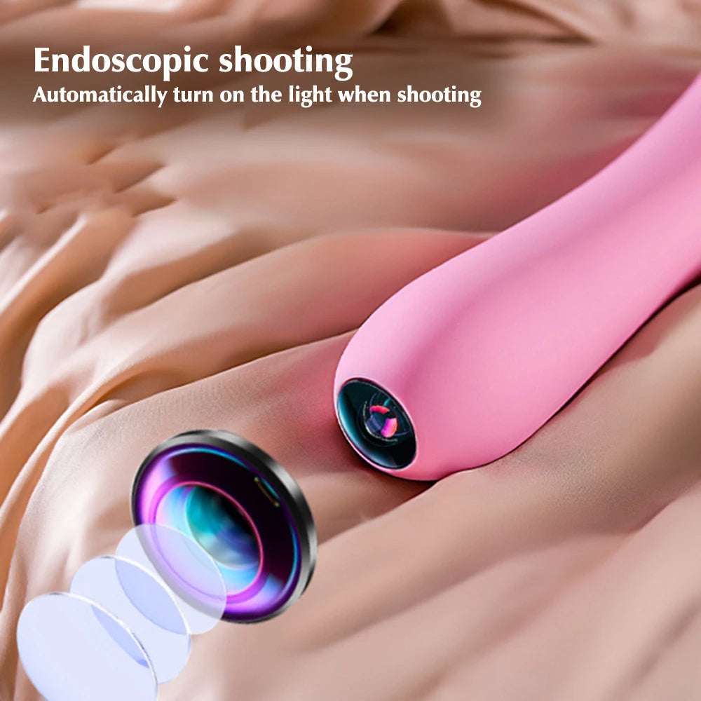 Endoskop-Vibrator, Sexspielzeug für Frauen – App-gesteuerter 3-in-1-Stoßdildo mit Vibration, Fantasie