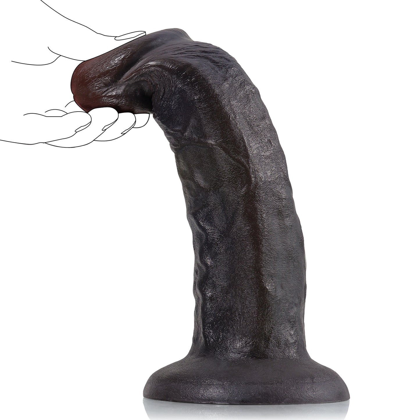 Suction Cup Black Dildo Butt Plug - Real Cock Bareskin BBC Women Masturbating Fantasy