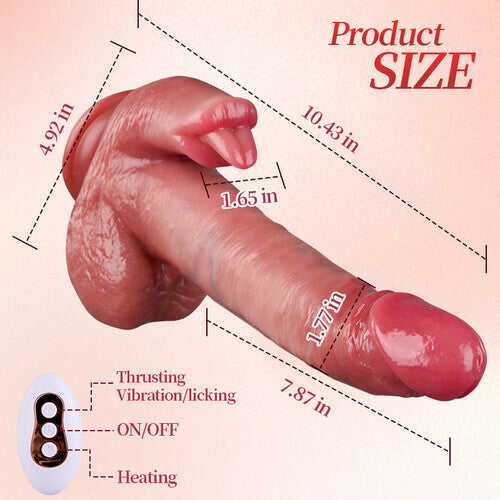 Realistischer Dildo mit zwei Enden – Fernbedienung, stoßender Buttplug, Klitorislecken, Masturbation