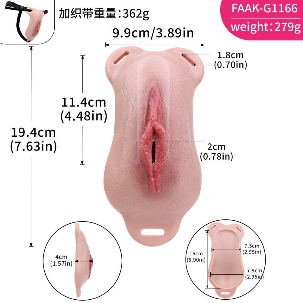 Femboy Wearable Realistic Fake Vagina Silicone Pussy Pants – Platinum Silicone Strap-On
