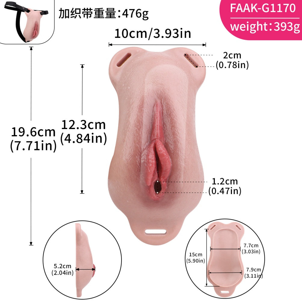 Femboy Silikon Fake-Vagina-Blatt | Tragbare realistische künstliche Vagina mit Strap-on-Geschirr