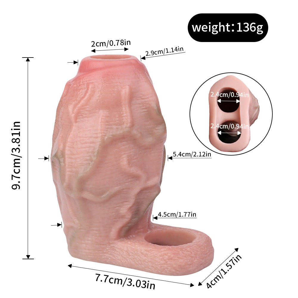 Großer, realistischer Penis-Extender mit großem Umfang – Penishülle in Lebensgröße, weiches Silikon, Sexspielzeug für Männer