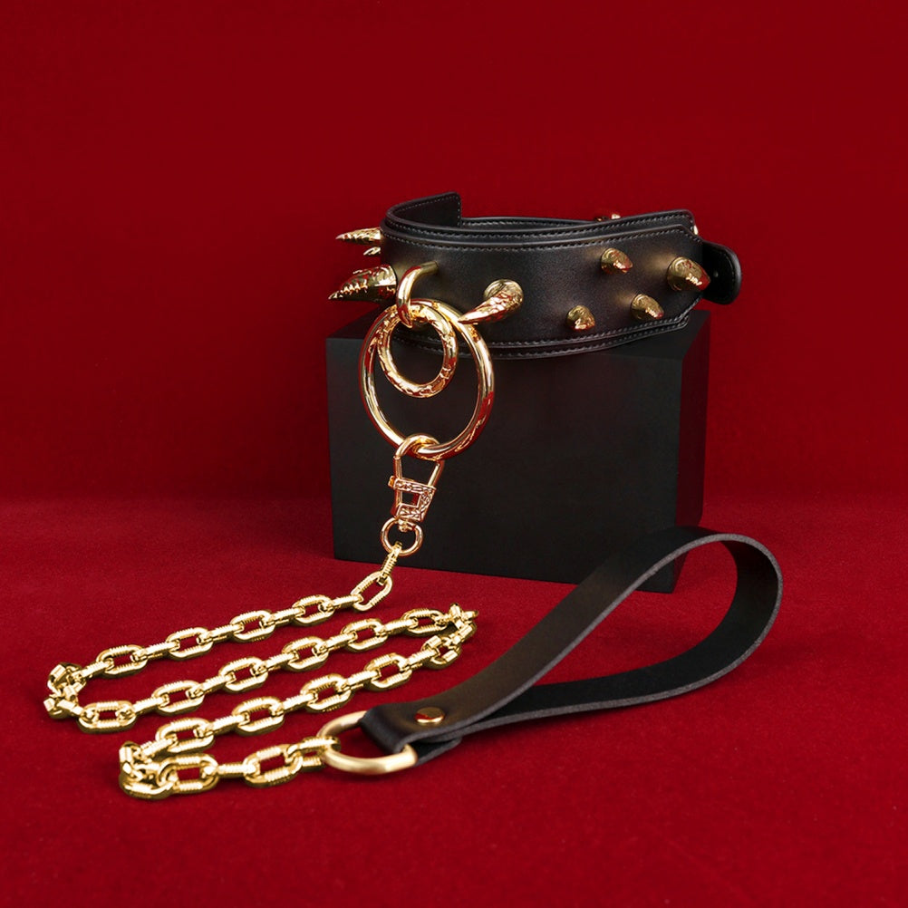 Master-Slave Training Spike Leather Strap-on BDSM Collar – Kinky Sex Toys