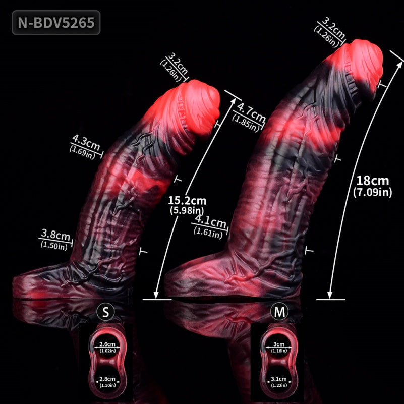 Vibrierender Penis-Extender aus purpurrotem Silikon – Fantasie-Tool für mehr Männlichkeit