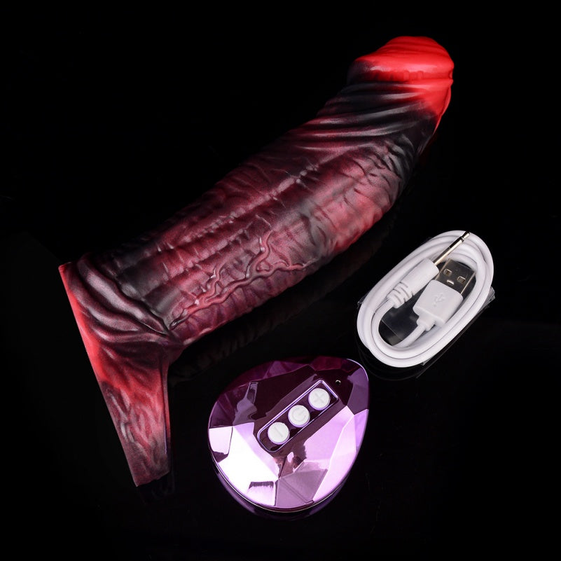 Vibrierender Penis-Extender aus purpurrotem Silikon – Fantasie-Tool für mehr Männlichkeit