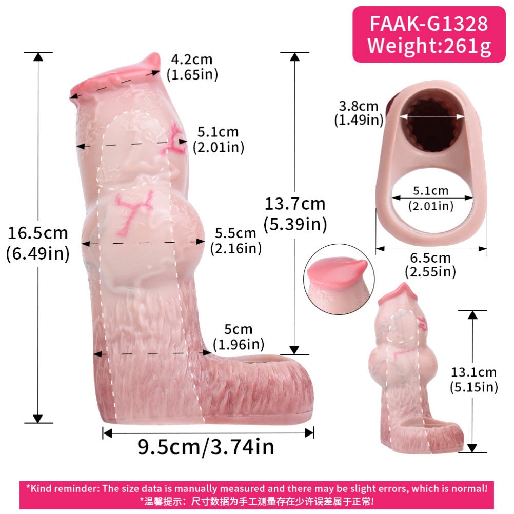 Dog Knot Silicone Cock Sleeve – Soft Penis Extender with Lock Ring for Enhanced Fit & Delay Support