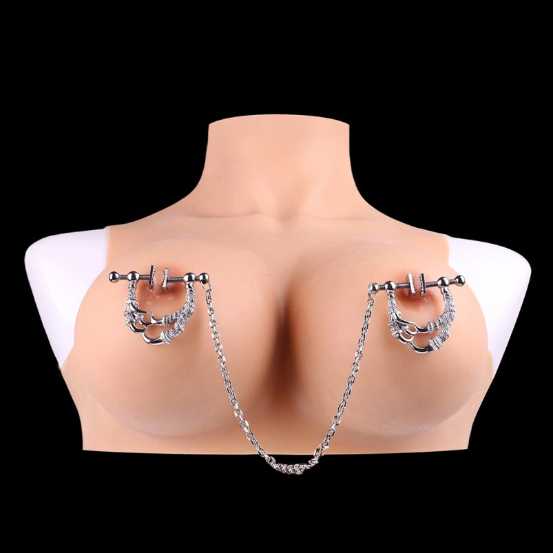 Strap-On-Nippelklammern aus Metall – Breeding Kink Bettie Bondage Porn BDSM Sexspielzeug für Frauen