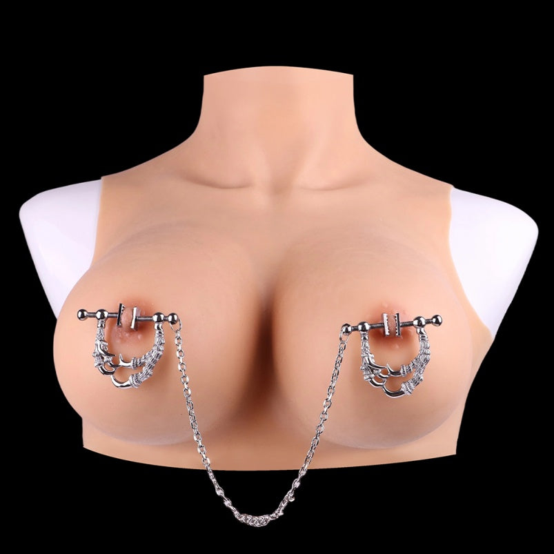 Strap On Metal Nipple Clamps - Breeding Kink Bettie Bondage Porn BDSM Female Sex Toys