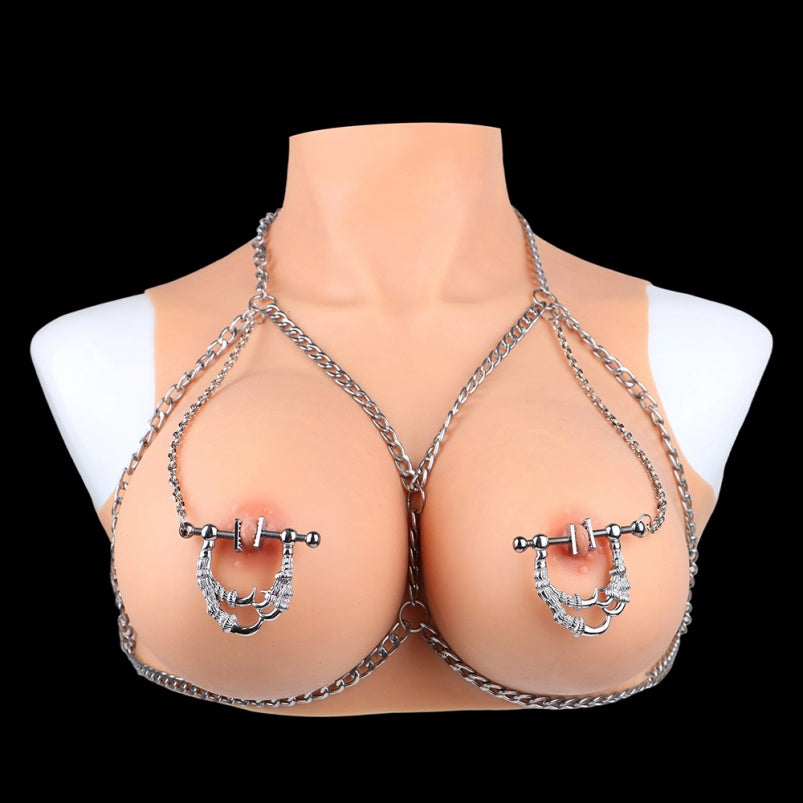 Strap-On-Nippelklammern aus Metall – Breeding Kink Bettie Bondage Porn BDSM Sexspielzeug für Frauen