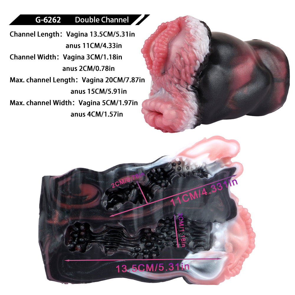 Kangaroo Pussies Sex Toys for Men Blowjob - Dual Channel Fantasy Pocket Pussy Handy Masturbator