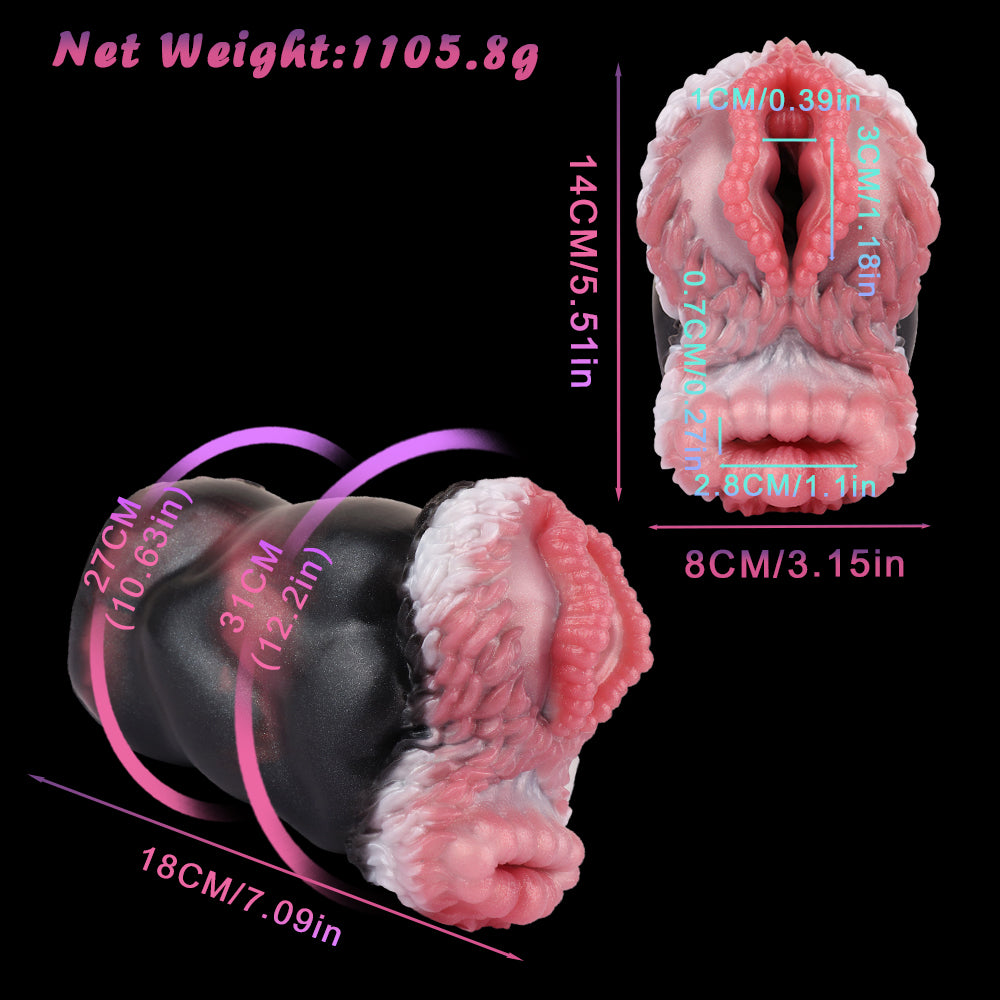 Kangaroo Pussies Sex Toys for Men Blowjob - Dual Channel Fantasy Pocket Pussy Handy Masturbator