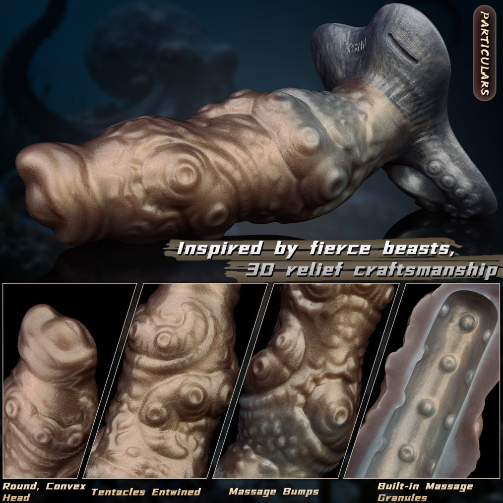 Alien Tentacle Silicone Penis Extender & Masturbation Sleeve-Leather Strap-On Sex Toys for Men & Women
