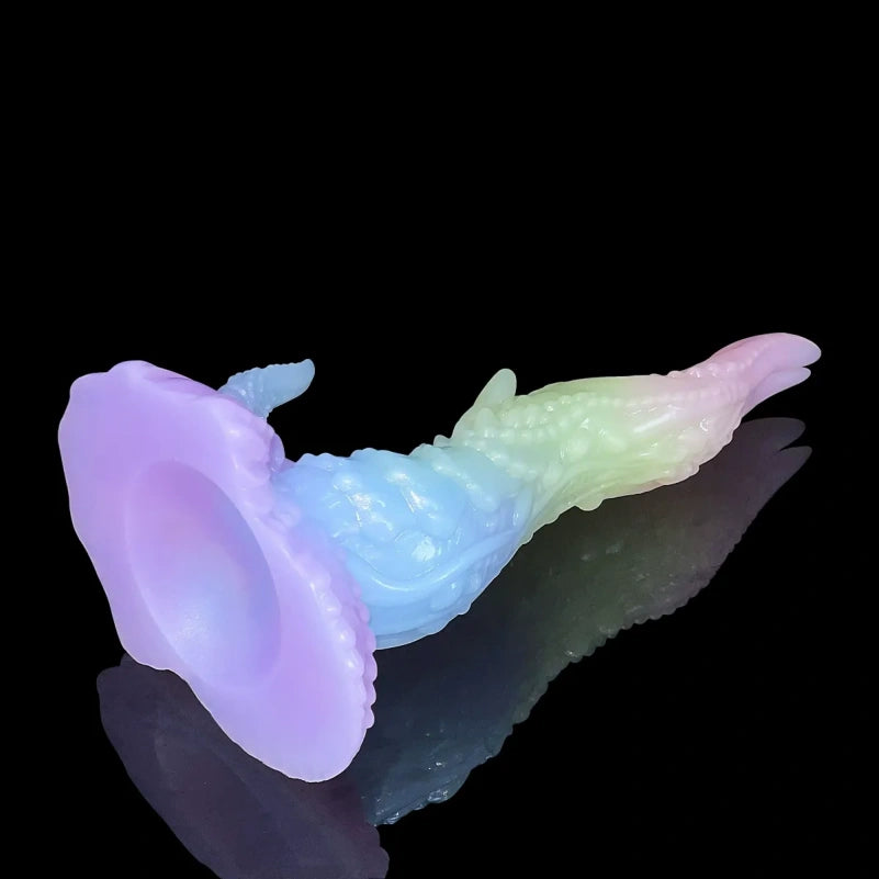 Bunter Tentakel-Fantasie-Monsterdildo aus Silikon mit Saugnapf – Einführbarer Buttplug zur Masturbation