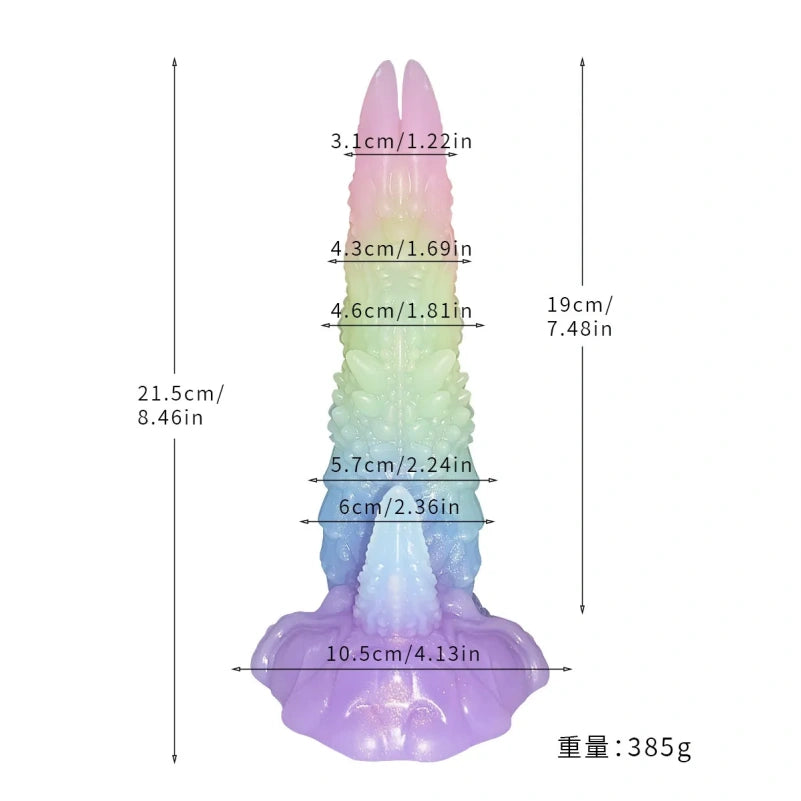 Bunter Tentakel-Fantasie-Monsterdildo aus Silikon mit Saugnapf – Einführbarer Buttplug zur Masturbation