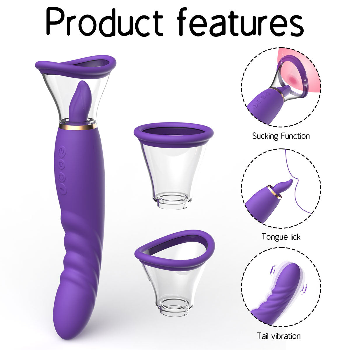 Tongue Clit Clamp Anal Dildo - Breast Nipple Sucking G Spot Women Vibrator
