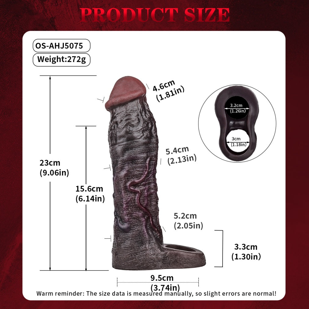 Manchon pénien en silicone noir réaliste effet chair – Solution avancée pour l'augmentation de la taille et l'amélioration des performances masculines