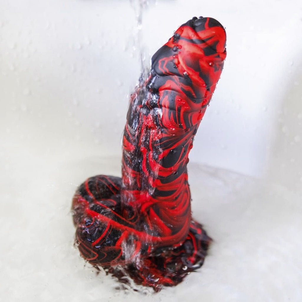 G-Spot Masturbation Fantasy Dragon Dildo with Suction Cup - Blood Black Silicone Sex Toys for Women for Orgasmic Massage