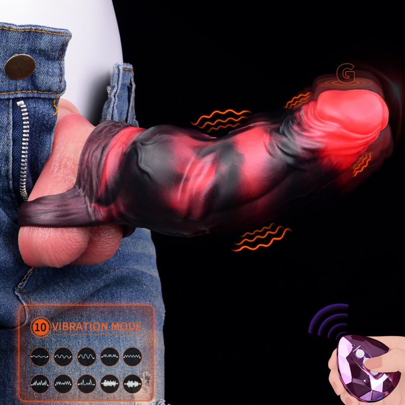 Silicone Vibrating Dragon Cock Sleeve – Soft Tight Penissleeve Dual Conquest of Sight & Touch