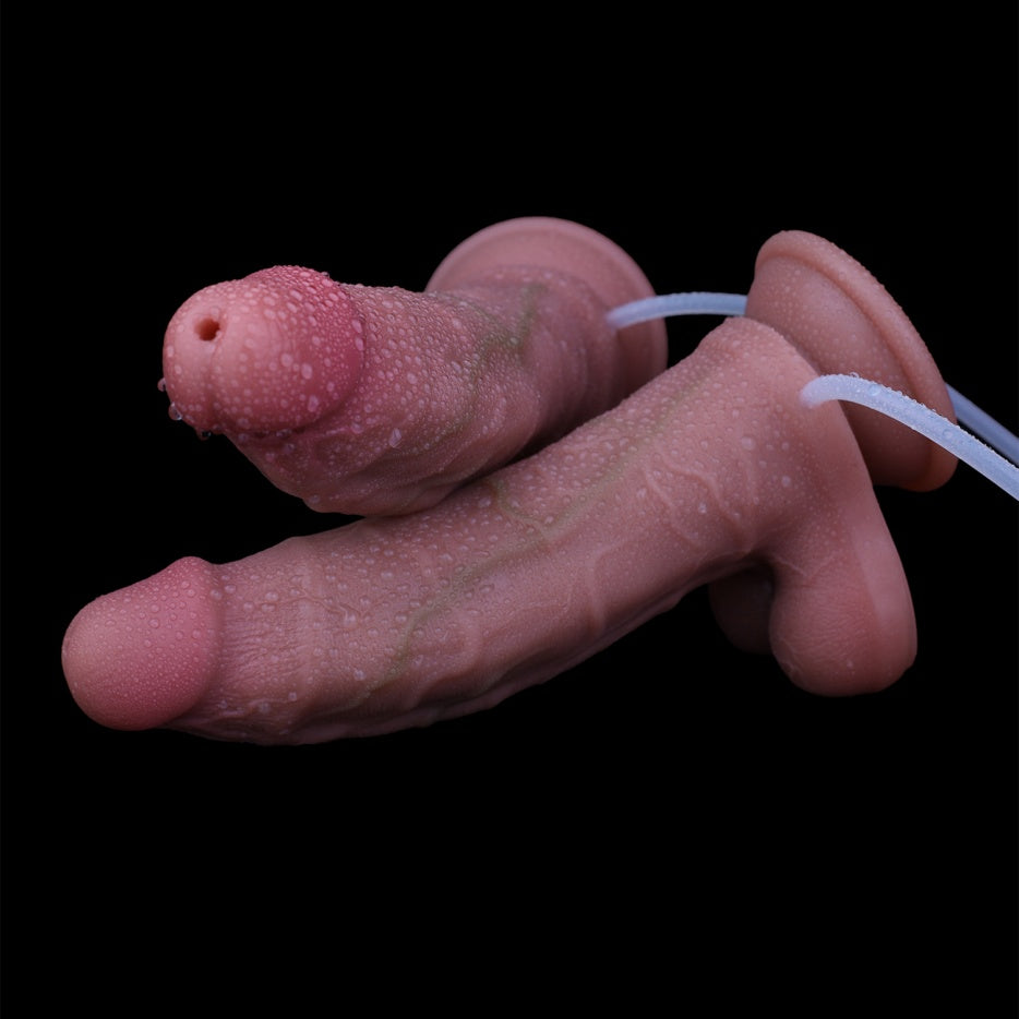 Domlust Dual-Density Squirting Realistischer Dildo – Platin-Silikon Strap-On Harness Kompatibles Sexspielzeug für Lesben