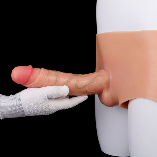 Realistic 8 inch Dildo Panties - Flesh Strap-on Underwear Sex Toys for Women Lesbian Couple