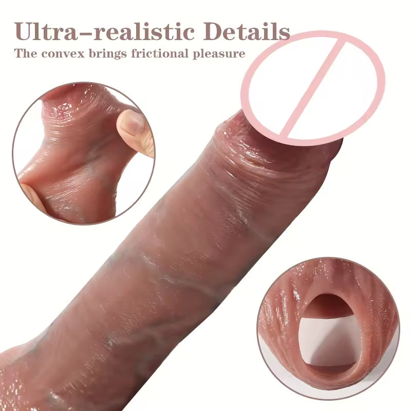Realistische Penishülle für Männer, Sexspielzeug – lebensechtes Penis-Extender-Trainer-Spiel aus Silikon für Paare