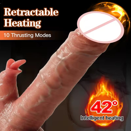 Realistic Dilido Thrusting G Spot Anal Vibrator Tongue Clit Licking Stimulator Female Sex Toy