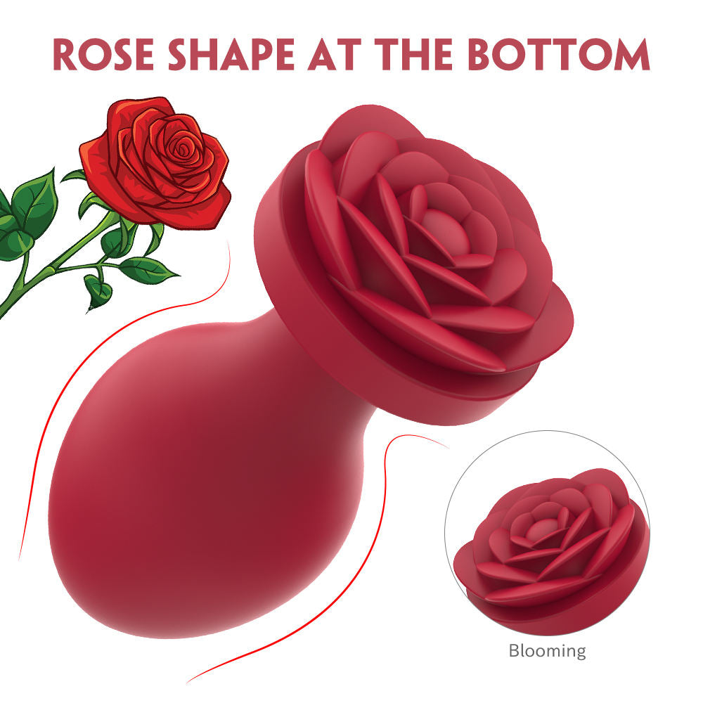 Plug anal en silicone en forme de rose - Plug anal vibrant jouet sexuel féminin