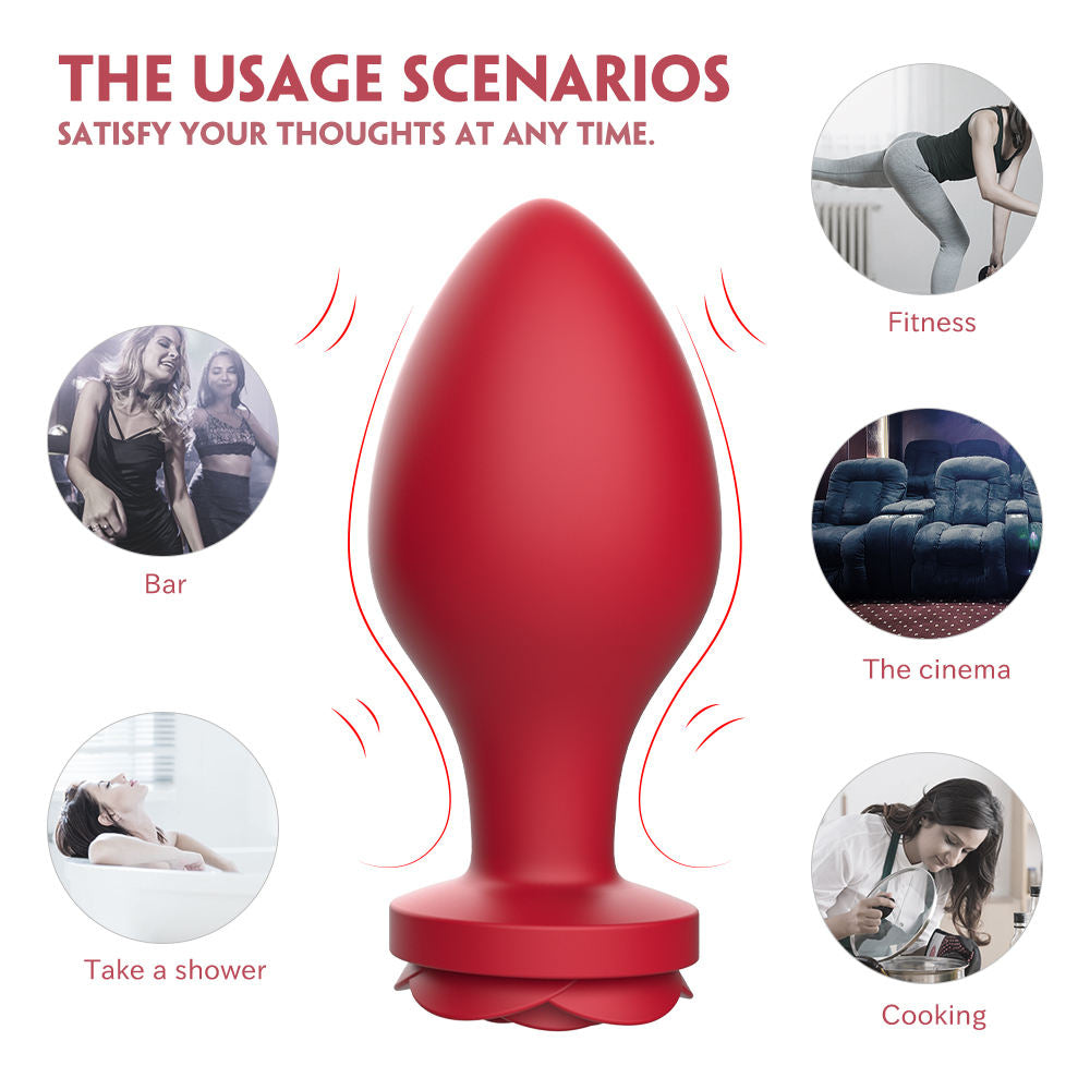Plug anal en silicone en forme de rose - Plug anal vibrant jouet sexuel féminin