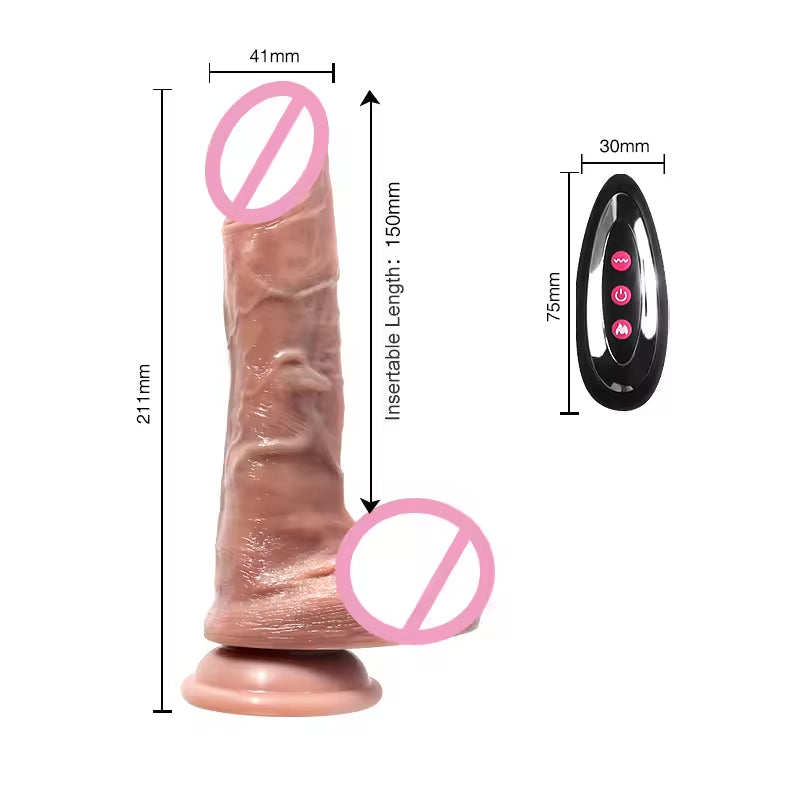 Realistischer stoßender Dildo-Buttplug - Vibrierender Analdildo mit Fernbedienung, Sexspielzeug für Frauen