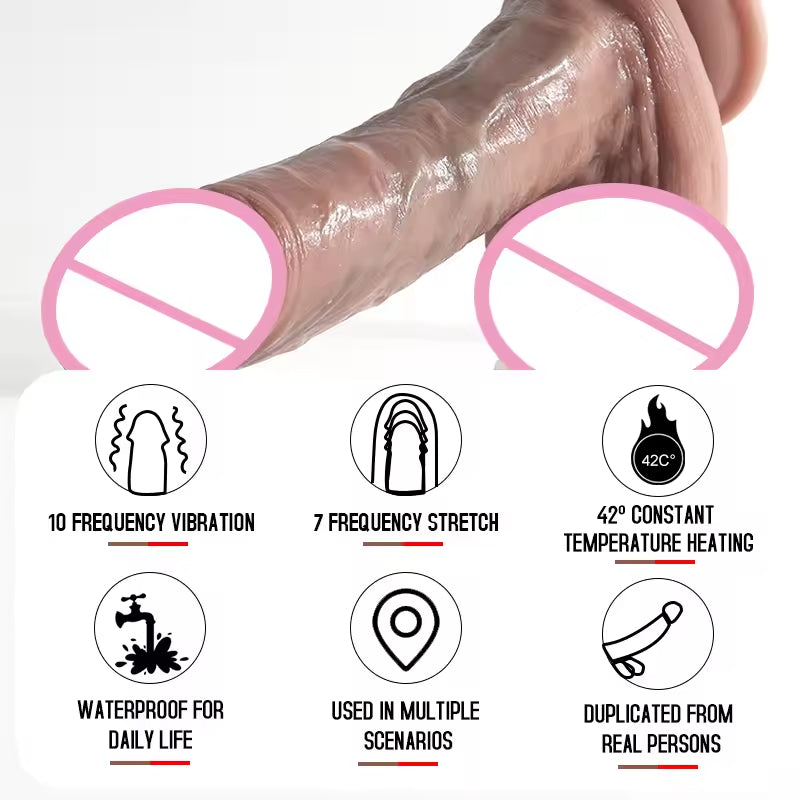 Realistischer stoßender Dildo-Buttplug - Vibrierender Analdildo mit Fernbedienung, Sexspielzeug für Frauen
