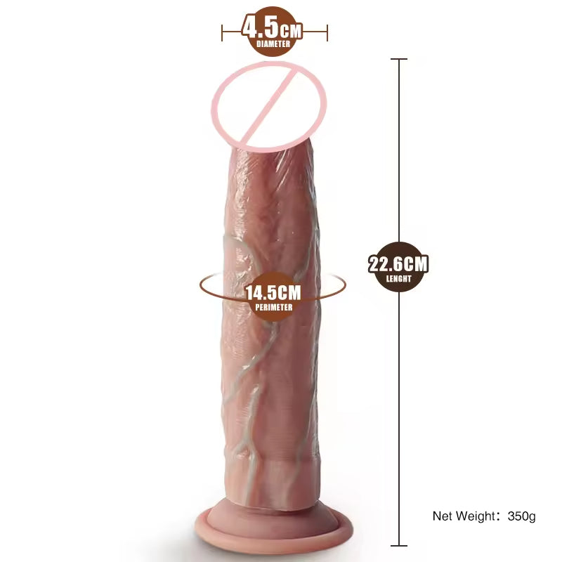 Langer realistischer Dildo-Analplug - Lebensechter riesiger Silikondildo-Prostata-Massagegerät