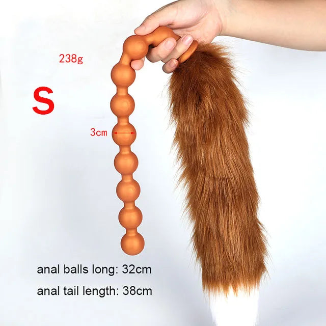 Lange Analkugeln, Silikon-Schwanz-Buttplug – Große Analerweiterung, leuchtendes Anal-Sexspielzeug