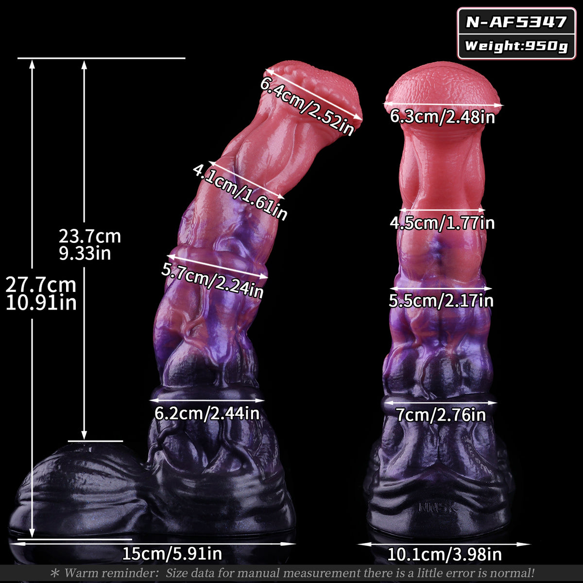 Dildo pour cheval Aurora Stallion Dual-Pour : Jouet en silicone hybride alien-équin évasé avec base ventouse