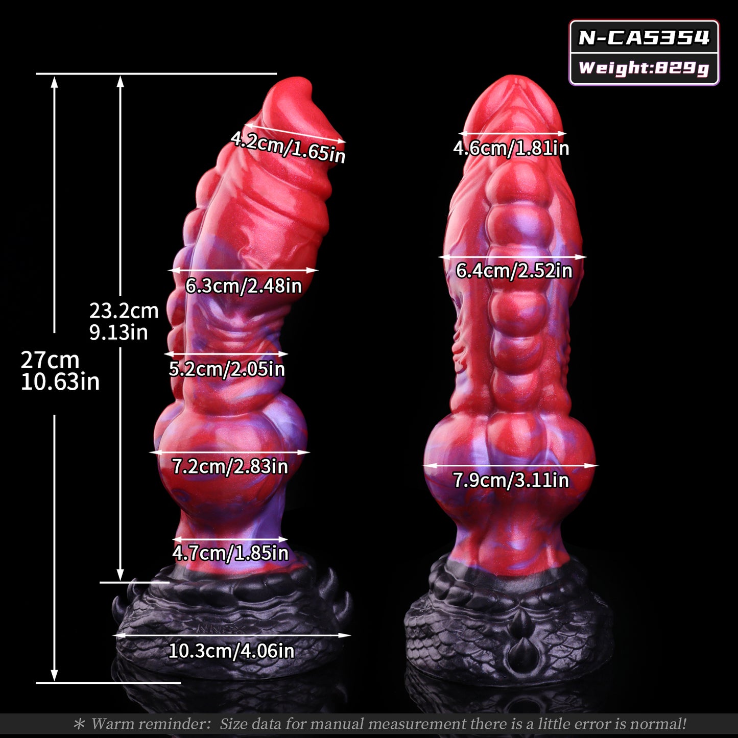 Crimson Coil — Fantasy Dog Dildo in Platinum Silicone, Red-Violet Pearl Marble, Segmented Glans, Ball-Row Shaft & Scale-Carved Suction Base