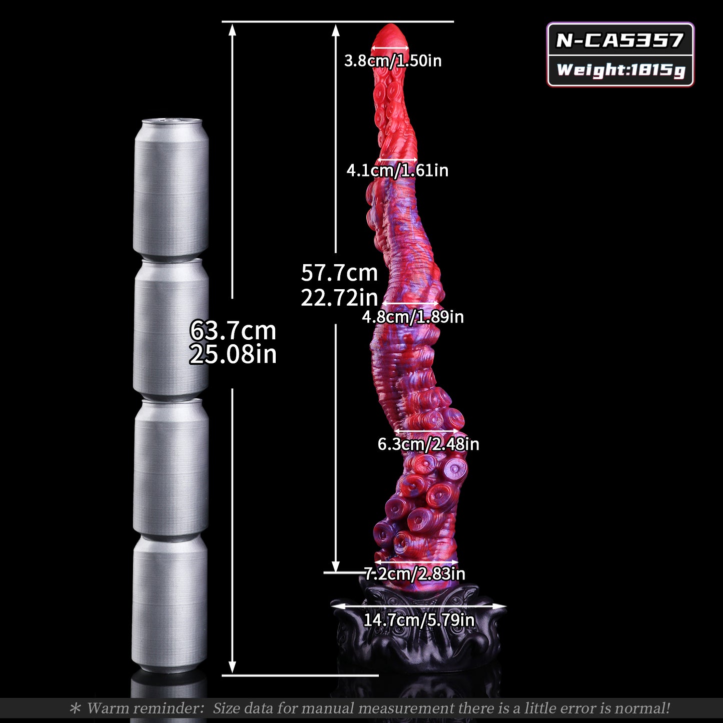 Abyssal Coil — Extra-Long Tentacle Fantasy Long Dildo in Platinum Silicone, Crimson-Violet Marble, Sucker Shaft & Kraken-Carved Suction Base