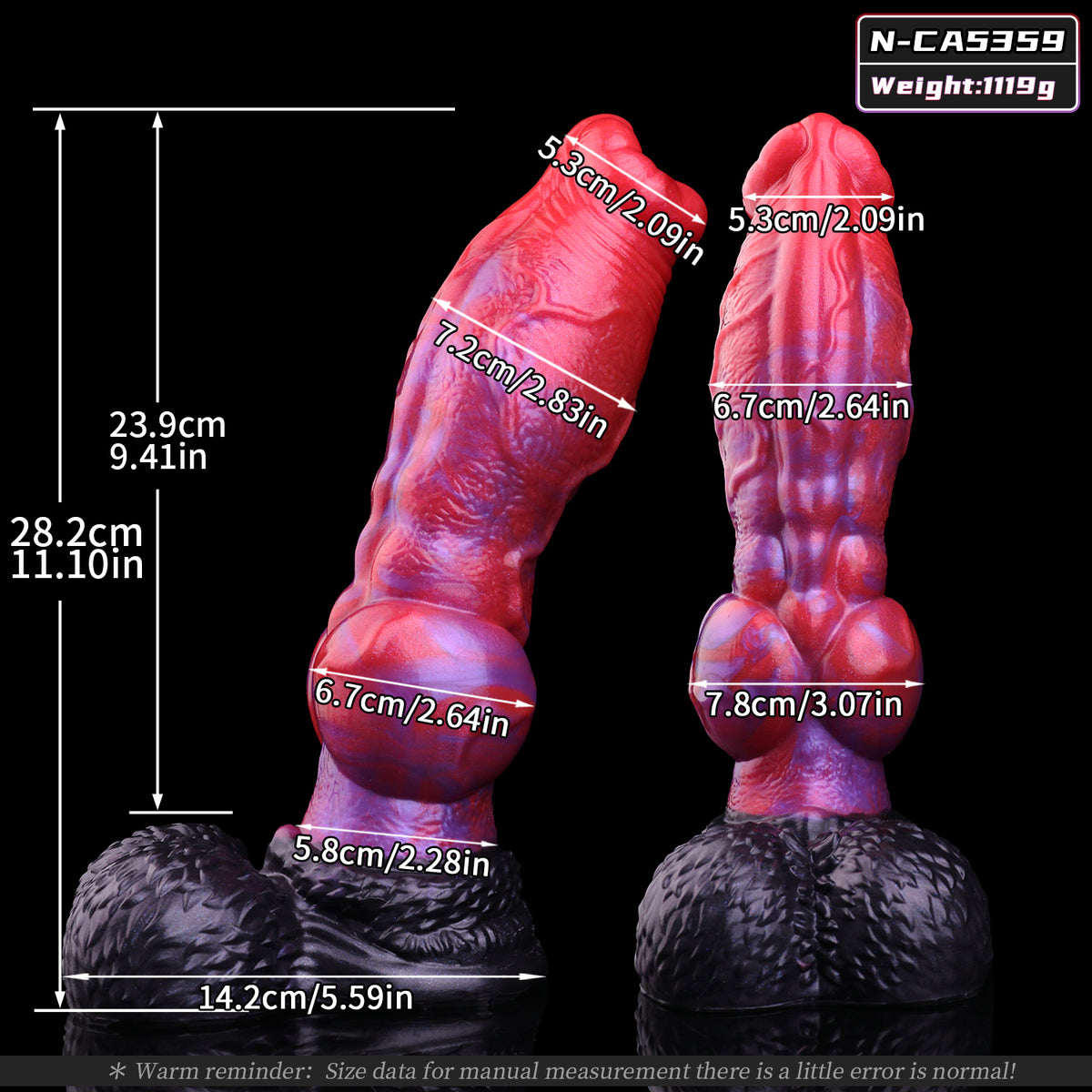 Crimson Bloom — Knotted Fantasy Dog Dildo in Platinum Silicone, Crimson-Violet Marble, Radial Petal Crown, Vein-Ridge Shaft & Plush Testicle Suction Base