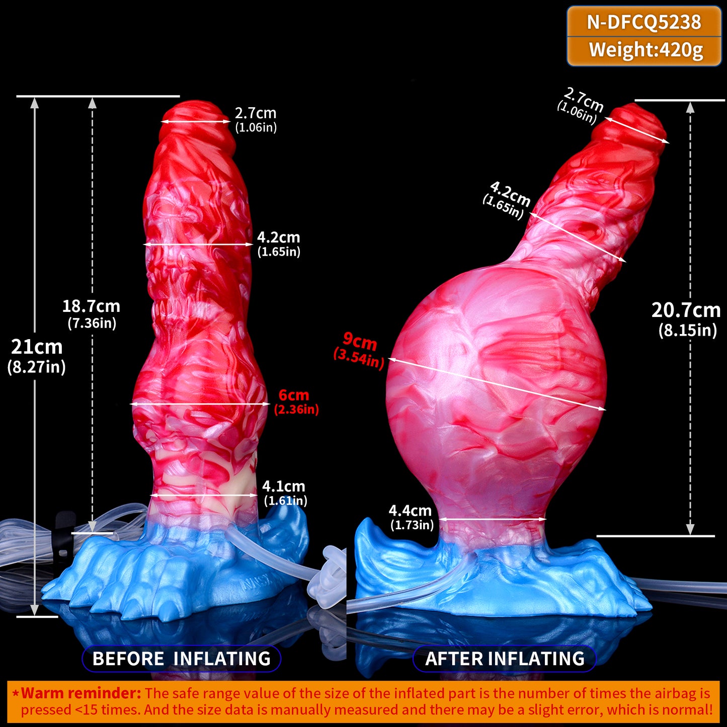 Aufblasbarer Monsterdildo mit Spritzfunktion – Großes geknotetes Anal-Prostata-Melk-Sexspielzeug für Frauen