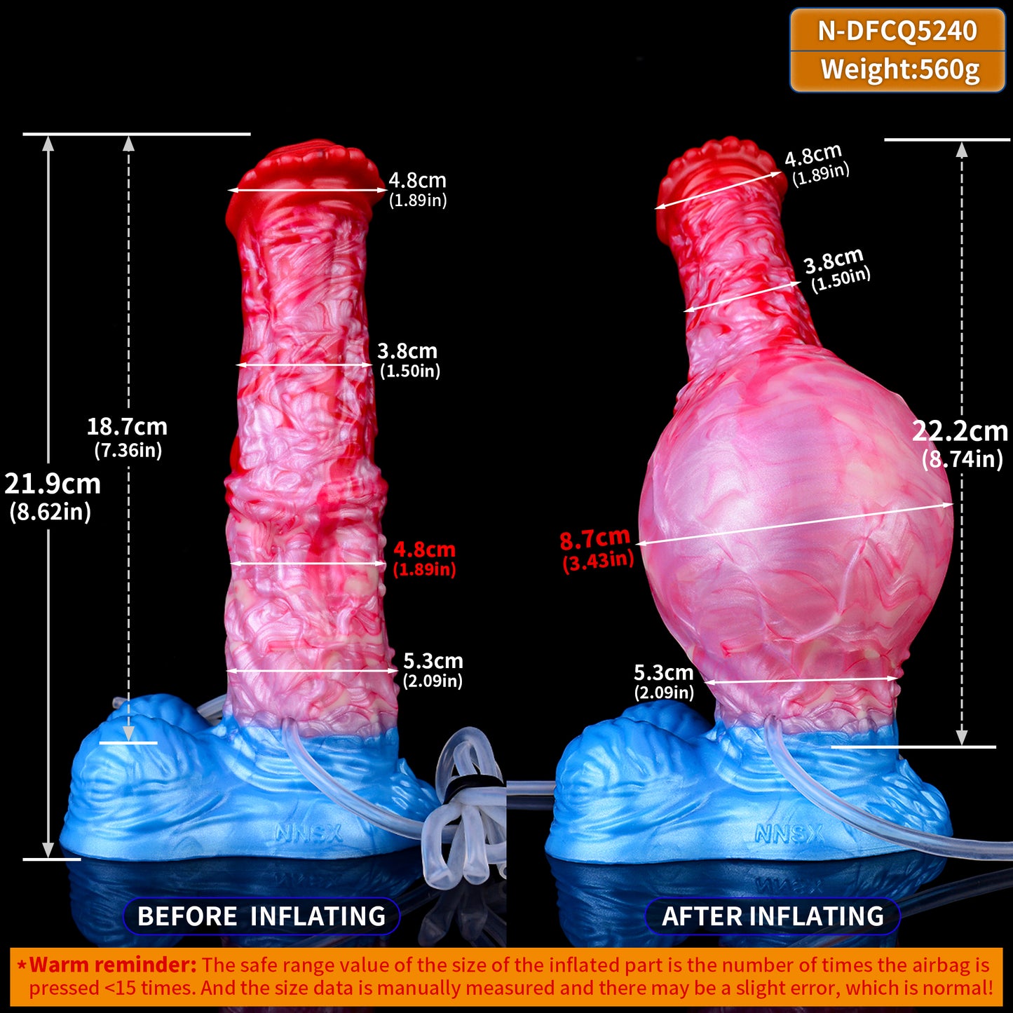 Gode gonflable Monsterdildo éjaculant Butt Plug - Jouets sexuels anaux de massage de la prostate noués en silicone pour femmes