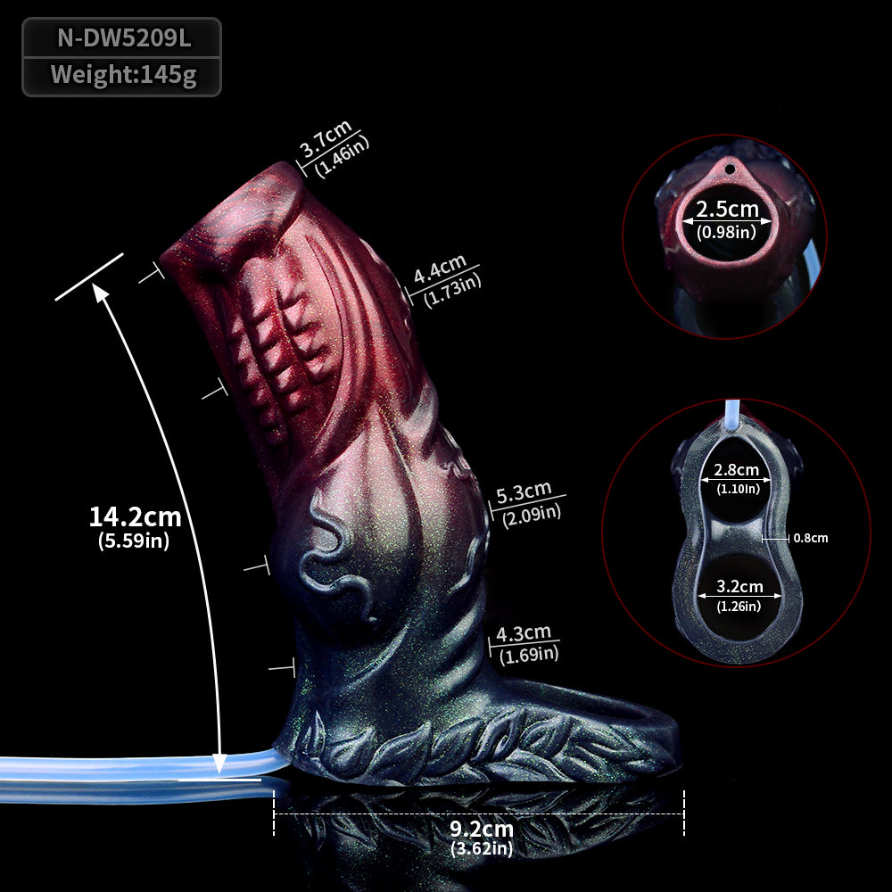 Schwarze Samurai-Spritz-Penishülle – Fantasy Cocksleeve Extender Fake Cum Kondom