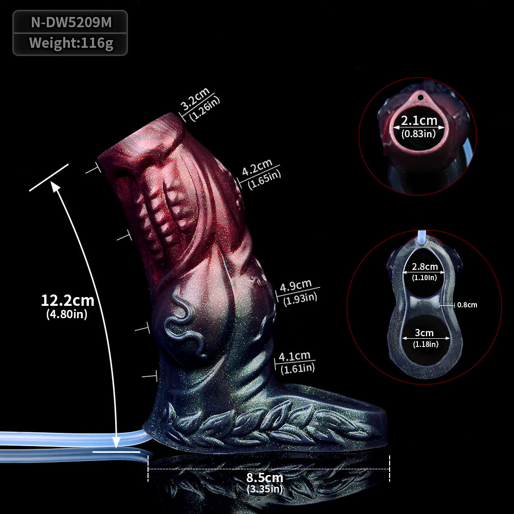 Schwarze Samurai-Spritz-Penishülle – Fantasy Cocksleeve Extender Fake Cum Kondom